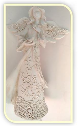 23cm  Ornate Angel with Dove in Hand in Vanilla