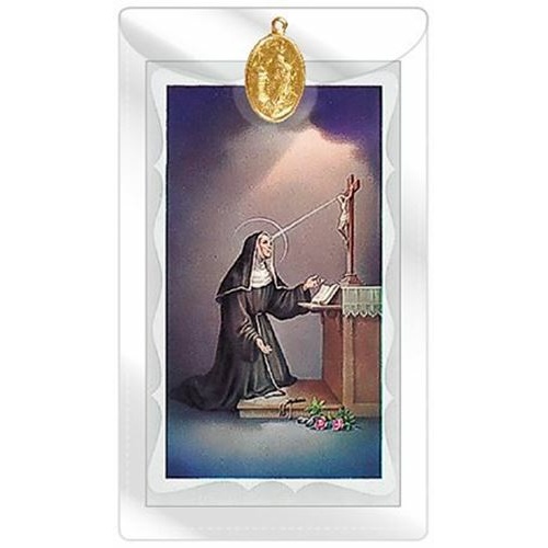 St Rita Medal and Prayer in vinyl pouch
