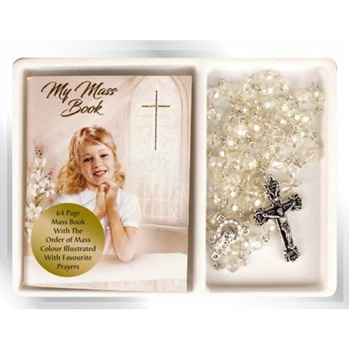 Gift Set - Crystal Rosary & Mass Book - Girl