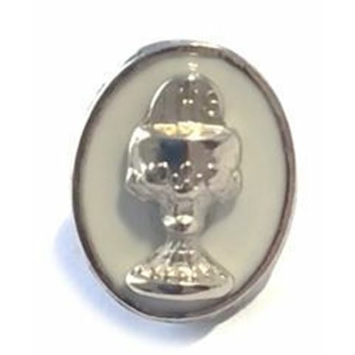 Chalice & Eucharist Lapel Pin - white inlay