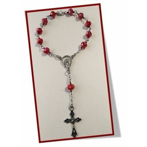Deep Red Crystal Glass Car Rosary