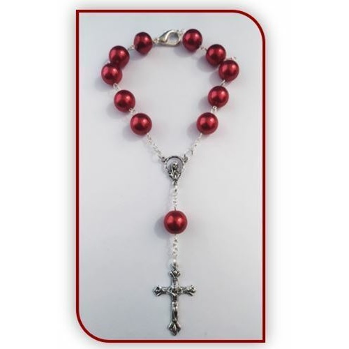 Ruby Red Car Rosary - 14mm Glass Bead