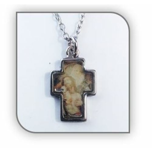 2.5cm Father, Son & Holy spirit Picture, Metal Cross with 50cm chain