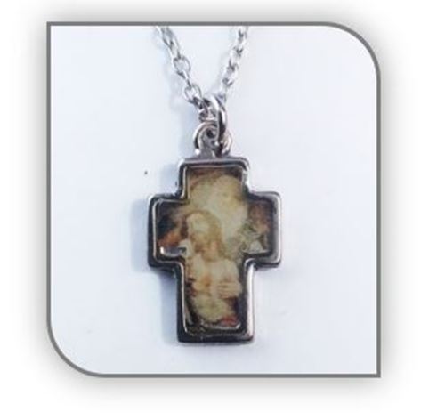 2.5cm Father, Son & Holy spirit Picture, Metal Cross with 50cm chain