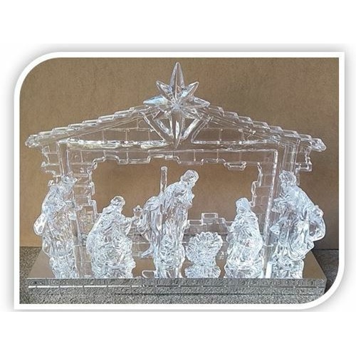 22 x 30cm Acrylic Nativity on Mirror Base with lights and music