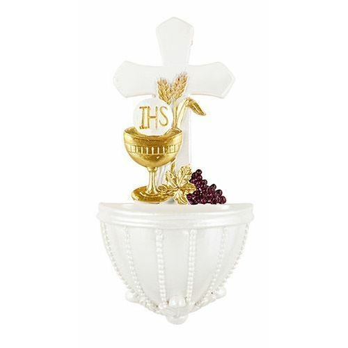 Cross, Chalice & Grapes Holy Water Font