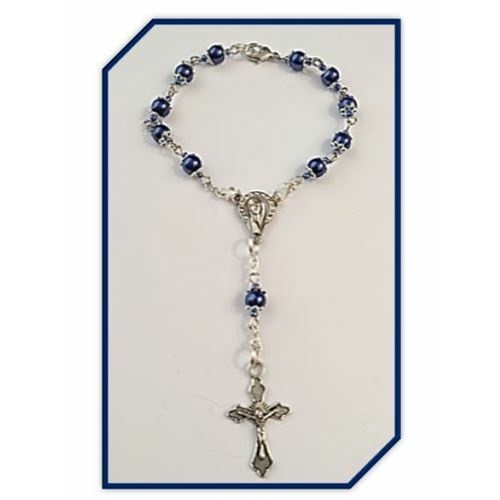Navy Blue Faux Glass Pearl - Car Rosary