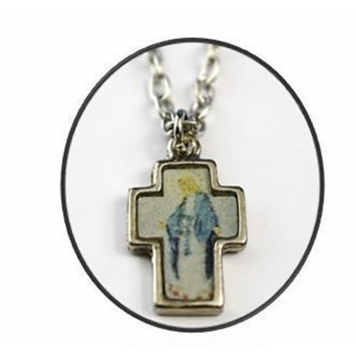 2.5cm Our Lady of Grace Metal Cross with 50cm chain
