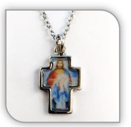 2.5cm Jesus & Mary  Metal Cross with 50cm chain