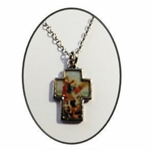 2.5cm  St Michael the Archangel  Metal Cross with 50cm chain