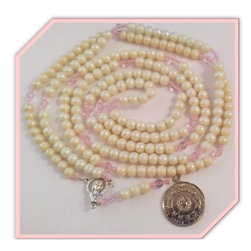 1000 Thank You's - Miraculous Rosary in Pitted White faux glass pearls