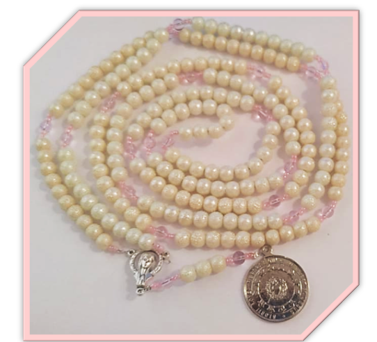 1000 Thank You's - Miraculous Rosary in Pitted White faux glass pearls