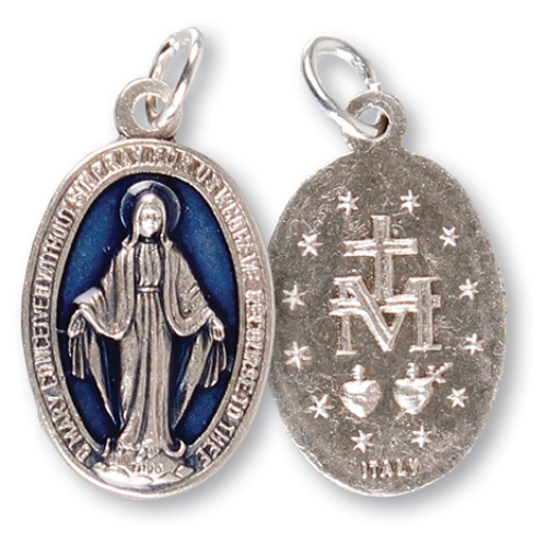 2.5cm Miraculous Medal with blue Inlay