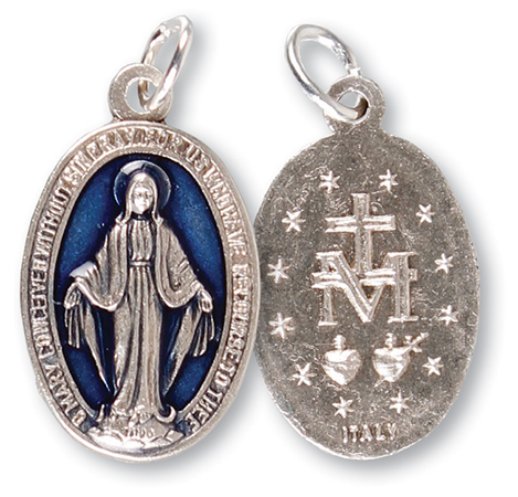 2.5cm Miraculous Medal with blue Inlay