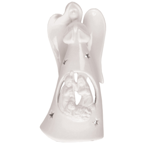 15cm Glazed Porcelain Angel with Light