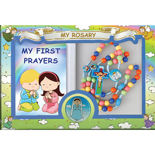 Multicoloured Children's Rosary with My First Prayers booklet