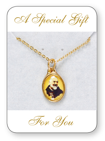St Pio Necklet in gold