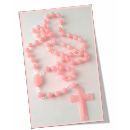Pink 8mm Plastic Rosary