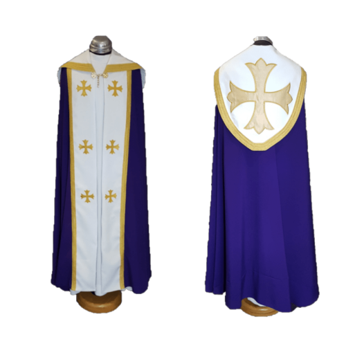 Purple Cope with White Panels - Gold Cross