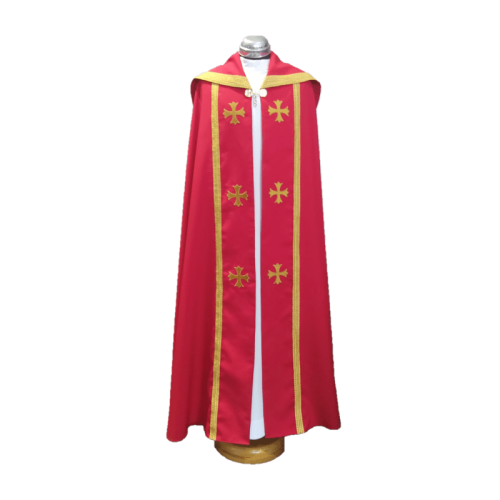 Red Classic Cope with gold crosses