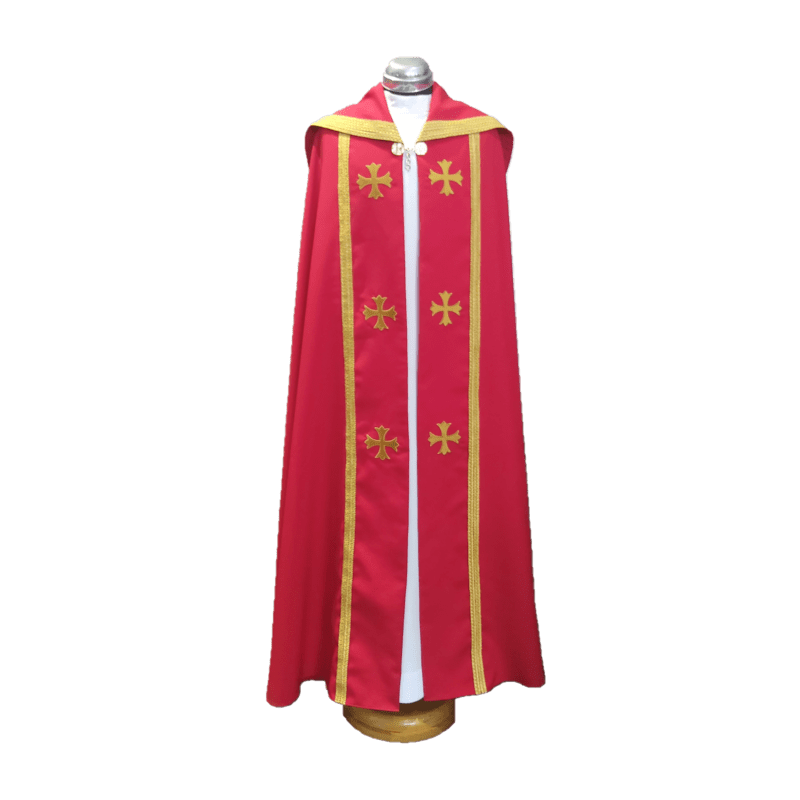 Red Classic Cope with gold crosses