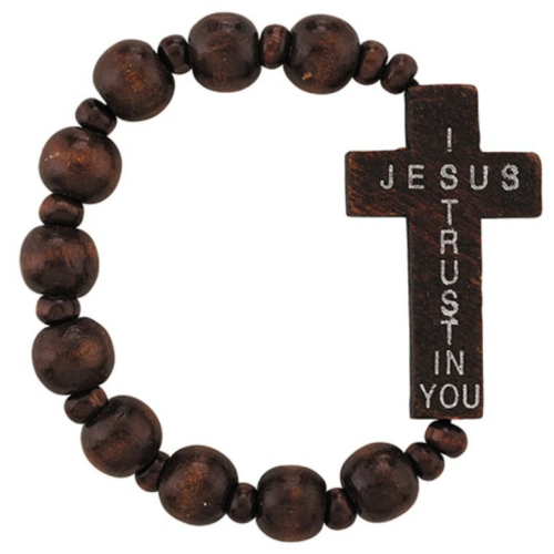 Jesus I trust in You -  Stretch Wooden Bracelet