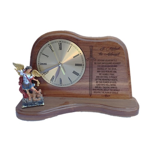 38cm Kiaat Grotto Clock of St Michael the Archangel