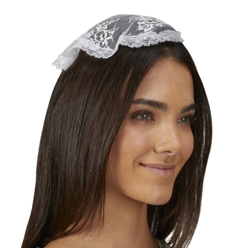 White Mantilla Chapel Lace Cap