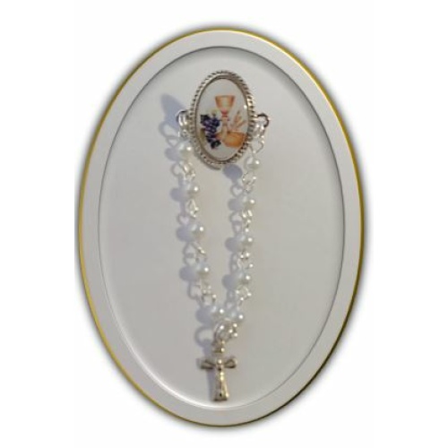 Chalice, Grapes, Vines and Wheat Lapel pin & one decade rosary