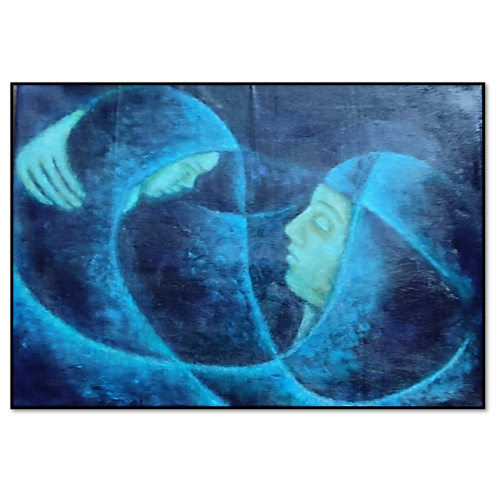 Madonna & Child - Blues Oil Painting by Zenon Rozycki
