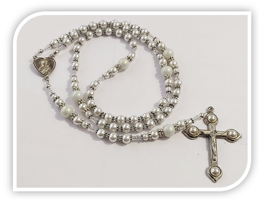 Birthstone Rosary - June - Pearl - Image 3