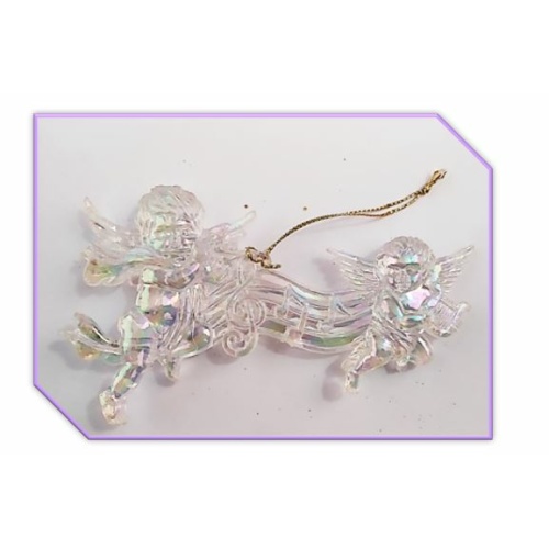Mother of Pearl Sheen Angels on Music score - hanging ornament