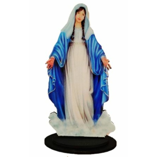 18.5cm Our Lady of the Miraculous Medal wooden Statue / Stand