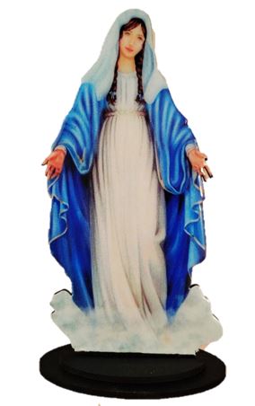18.5cm Our Lady of the Miraculous Medal wooden Statue / Stand