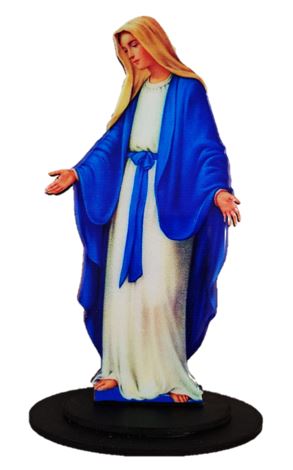 18cm Our Lady of Grace Wooden Statue / Stand