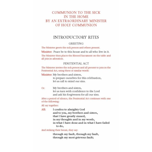 Rite of Communion to the Sick in the home & hospital - Extraordinary Minister of Holy Communion