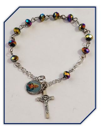 One Decade rosary Bracelet - Peacock Austrian Glass crystals