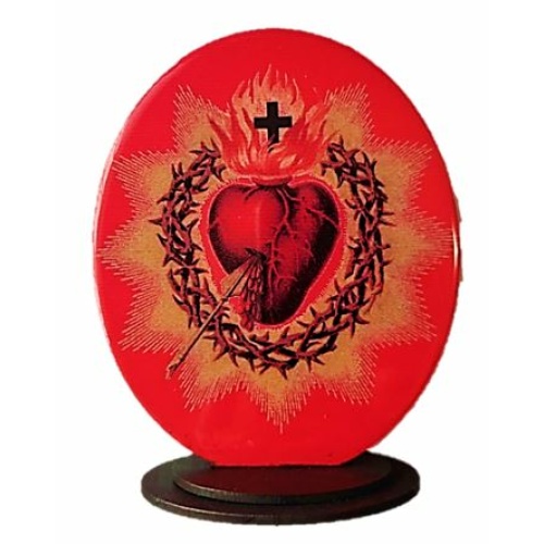 15.5cm Sacred Heart Domed wooden stand / Statue