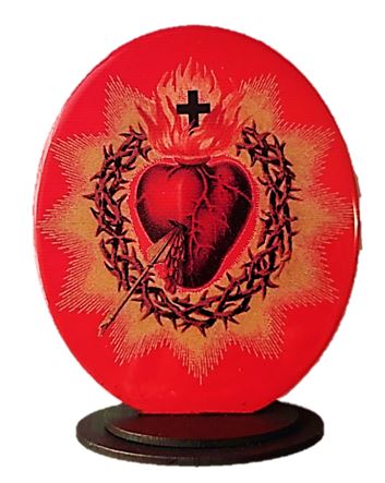 15.5cm Sacred Heart Domed wooden stand / Statue