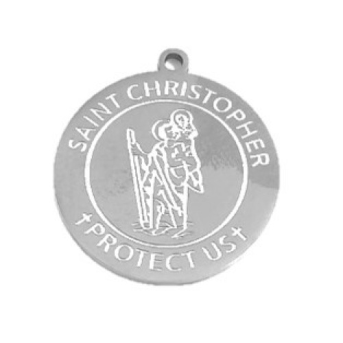 St Christopher Stainless Steel Pendant - 25mm