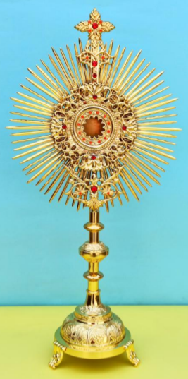 52cm - 24kt Gold Plated Monstrance with Ruby Stones - Image 2