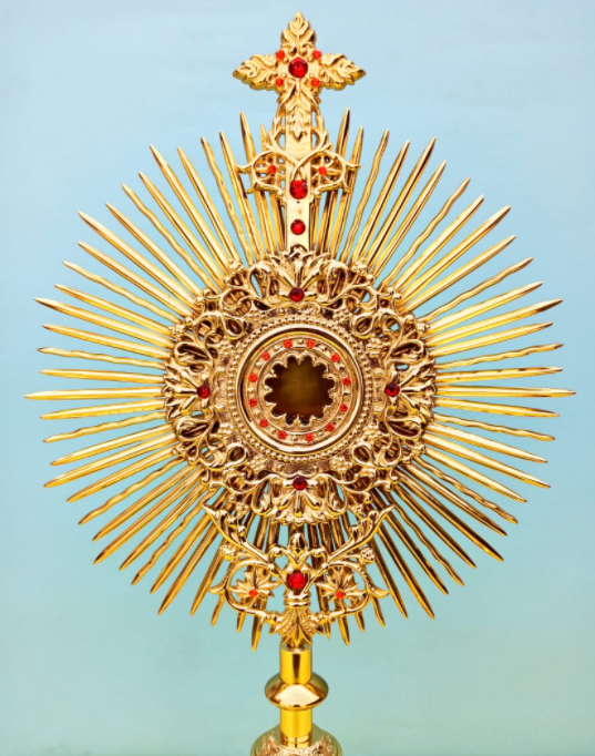52cm - 24kt Gold Plated Monstrance with Ruby Stones - Image 3