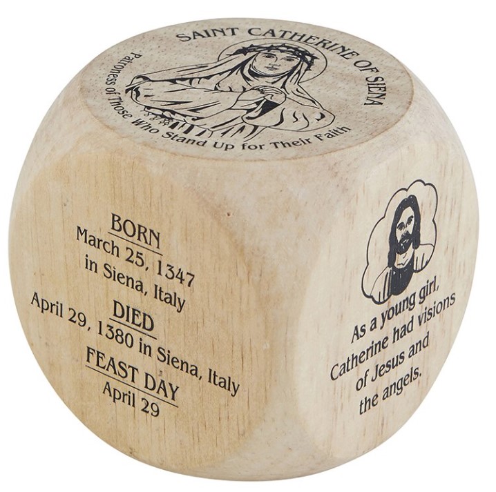 St Catherine of Siena - Fun facts wooden cube - Image 3