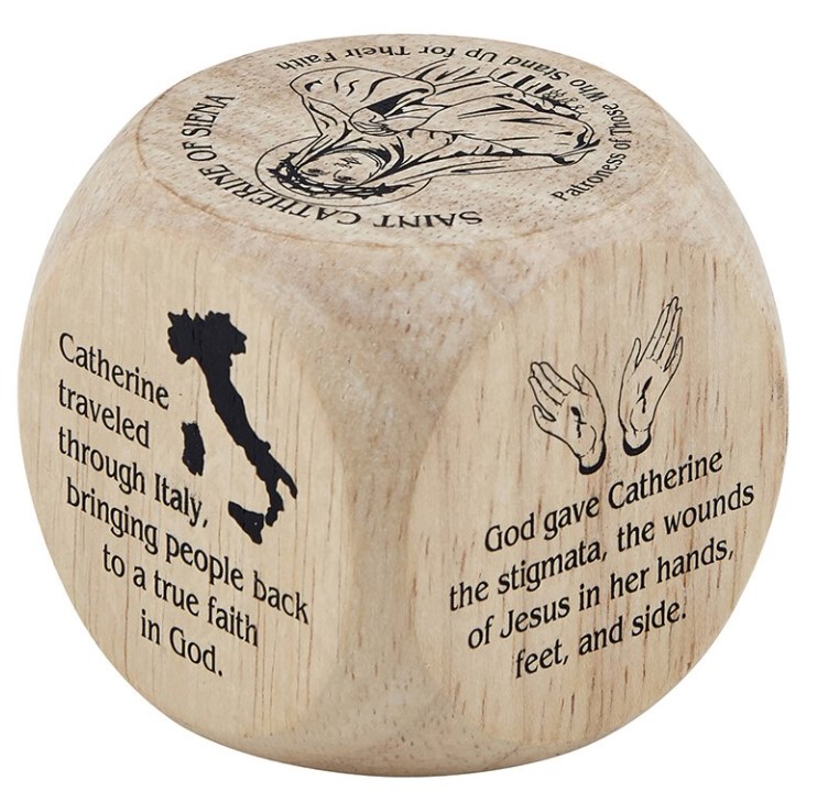 St Catherine of Siena - Fun facts wooden cube - Image 2
