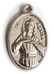 St Agatha Medal - Patron saint of breast cancer, rape, fire victims