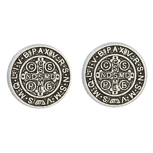 Silver St Benedict Medal Earrings