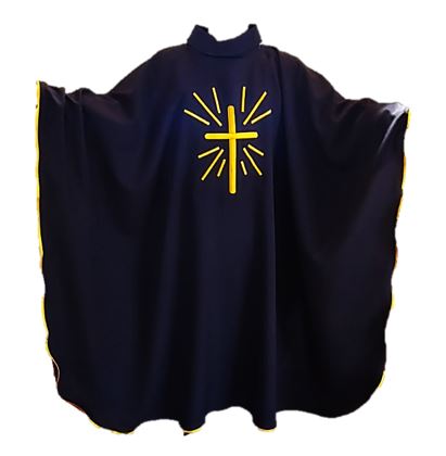 Black Chasuble & Stole with Golden Ray Embroidery Cross