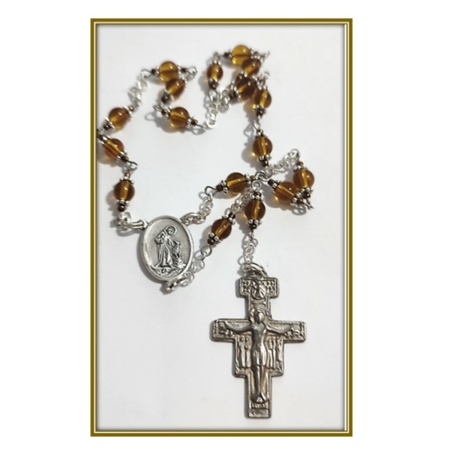 St Francis chaplet in Golden Brown
