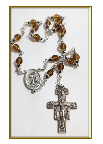 St Francis chaplet in Golden Brown