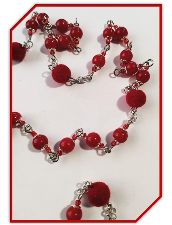 Chaplet of the Sacred Heart of Jesus - Red glass & Pom Pom - Limited Edition - Image 3